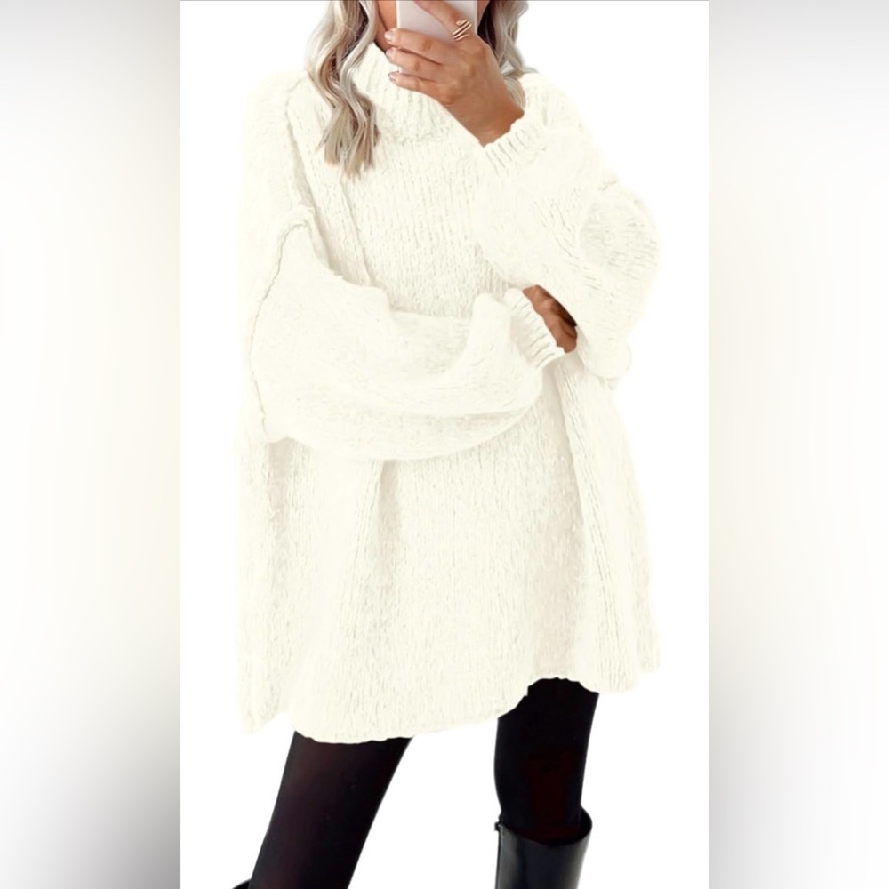 🆕Long Sleeve Mock Neck Cable Knit Oversized Sweater